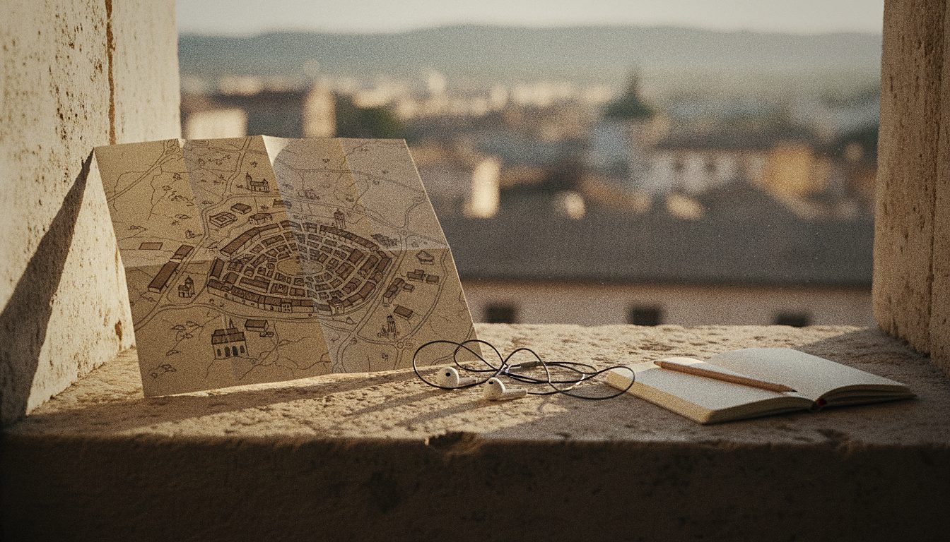 地図とイヤホンのイメージ